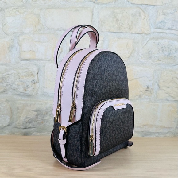 Michael Kors Jaycee signature medium backpack&wallet brown powder blush NWT - Picture 3 of 16